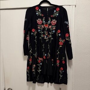 Zara Floral Embroidered Black Dress